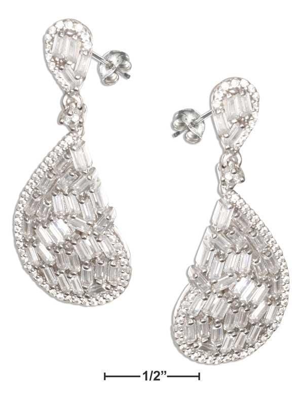 Silver Earrings Sterling Silver Large Teardrop Earrings With Cubic Zirconias JadeMoghul