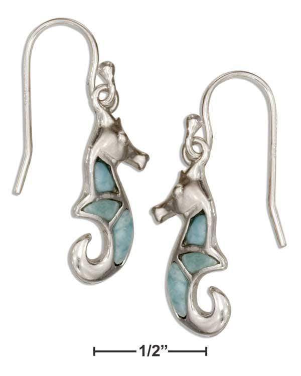 Silver Earrings Sterling Silver Larimar Seahorse Earrings JadeMoghul Inc.