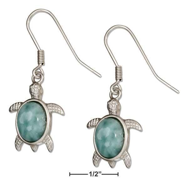 Silver Earrings Sterling Silver Larimar Turtle Earrings JadeMoghul Inc.