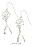 Silver Earrings Sterling Silver Lucky Four Leaf Clover And Wishbone Earrings JadeMoghul Inc.