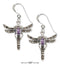 Silver Earrings Sterling Silver Marcasite And Amethyst Dragonfly French Wire Earrings JadeMoghul Inc.