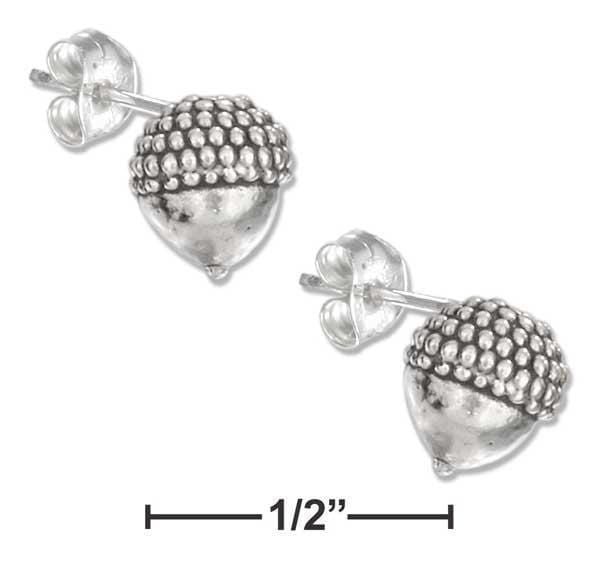 Silver Earrings Sterling Silver Mini Acorn Earrings On Stainless Steel Posts And Nuts JadeMoghul Inc.