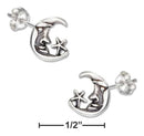 Silver Earrings Sterling Silver Mini Antiqued Crescent Moon And Star Post Earrings JadeMoghul Inc.