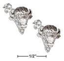 Silver Earrings Sterling Silver Mini Buffalo Head Earrings On Stainless Steel Posts And Nuts JadeMoghul Inc.