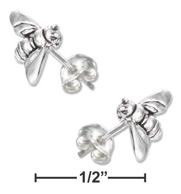 Silver Earrings Sterling Silver Mini Bumble Bee Earrings On Stainless Steel Posts And Nuts JadeMoghul Inc.