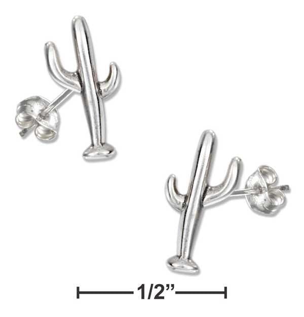 Silver Earrings STERLING SILVER MINI CACTUS EARRINGS ON STAINLESS STEEL POSTS AND NUTS JadeMoghul