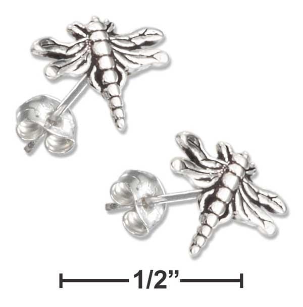 Silver Earrings Sterling Silver Mini Dragonfly Earrings On Stainless Steel Posts And Nuts JadeMoghul Inc.