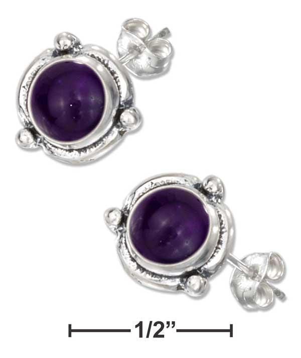 Silver Earrings Sterling Silver Mini Flower Concho Amethyst Earrings On Posts JadeMoghul Inc.