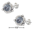 Silver Earrings Sterling Silver Mini Flower Concho Synthetic Hematite Earrings On Posts JadeMoghul Inc.