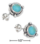 Silver Earrings Sterling Silver Mini Flower Concho Turquoise Earrings On Posts JadeMoghul Inc.