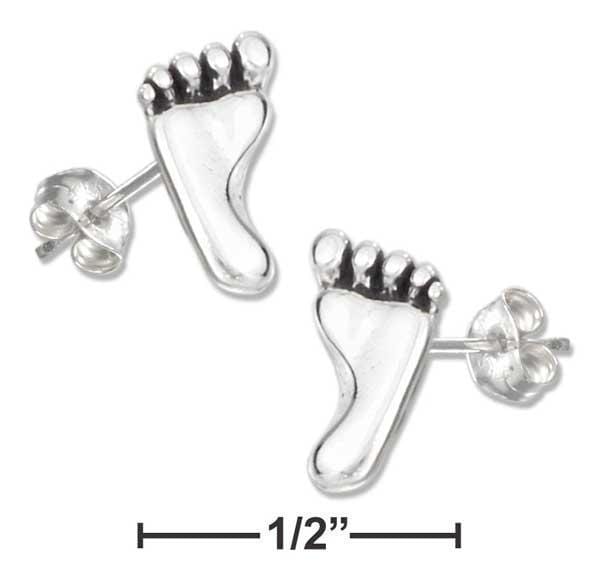 Silver Earrings Sterling Silver Mini Foot Earrings On Stainless Steel Posts And Nuts JadeMoghul Inc.