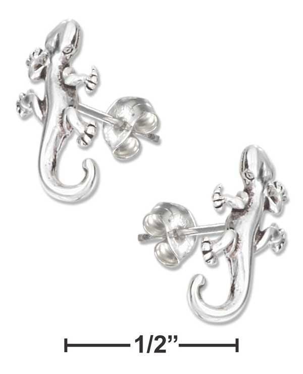 Silver Earrings Sterling Silver Mini Gecko Earrings On Stainless Steel Posts And Nuts JadeMoghul Inc.