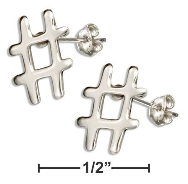 Silver Earrings Sterling Silver Mini Hashtag # Earrings JadeMoghul Inc.
