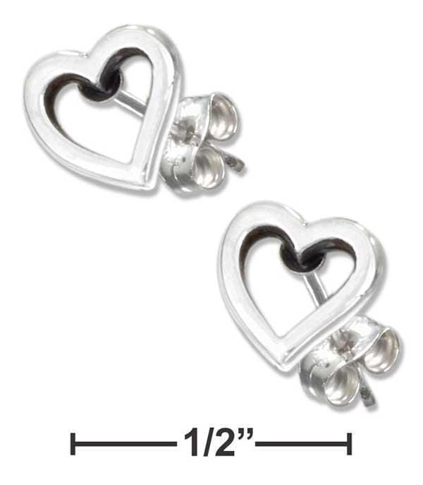 Silver Earrings Sterling Silver Mini Heart Outline Earrings On Posts JadeMoghul Inc.