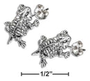 Silver Earrings STERLING SILVER MINI HORNED TOAD EARRINGS ON STAINLESS STEEL POSTS AND NUTS JadeMoghul