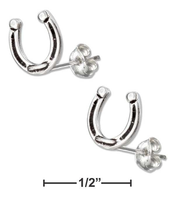 Silver Earrings Sterling Silver Mini Horseshoe Earrings On Stainless Steel Posts And Nuts JadeMoghul Inc.