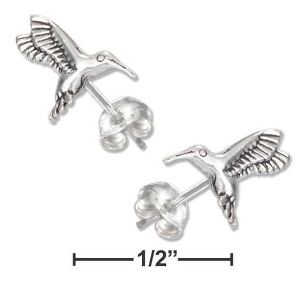 Silver Earrings Sterling Silver Mini Hummingbird Earrings On Stainless Steel Posts And Nuts JadeMoghul Inc.