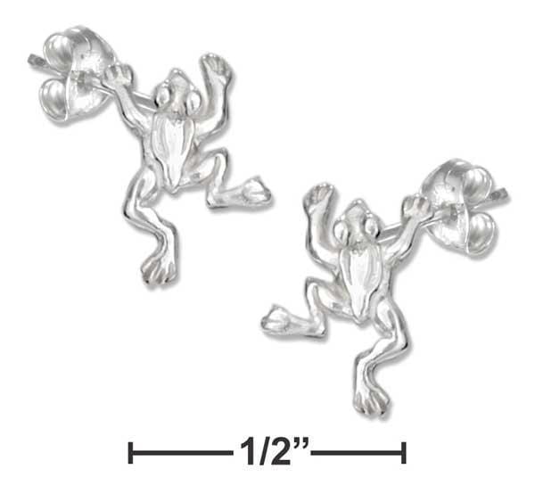 Silver Earrings Sterling Silver Mini Leaping Frog Earrings On Posts JadeMoghul Inc.