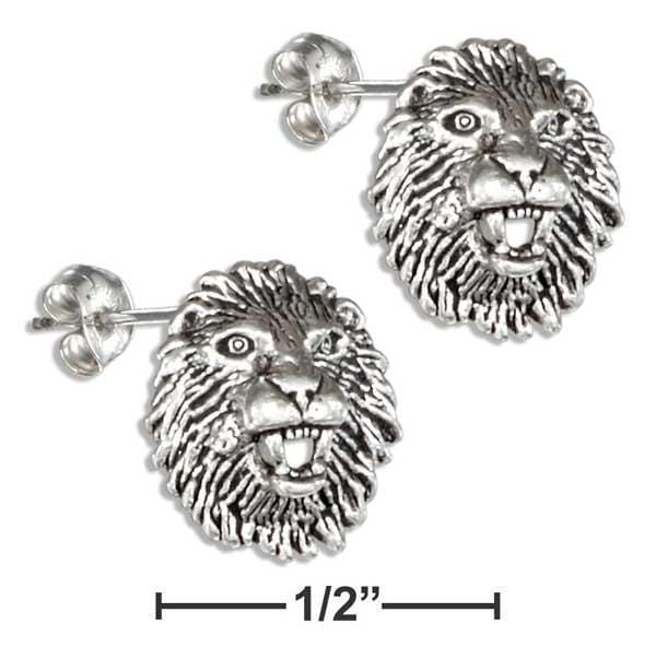 Silver Earrings Sterling Silver Mini Lion Head Post Earrings On Stainless Steel Posts/Nuts JadeMoghul Inc.