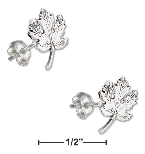 Silver Earrings Sterling Silver Mini Maple Leaf Earrings On Stainless Steel Posts And Nuts JadeMoghul Inc.