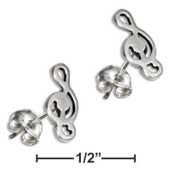 Silver Earrings Sterling Silver Mini Musical G-Clef Earrings JadeMoghul Inc.