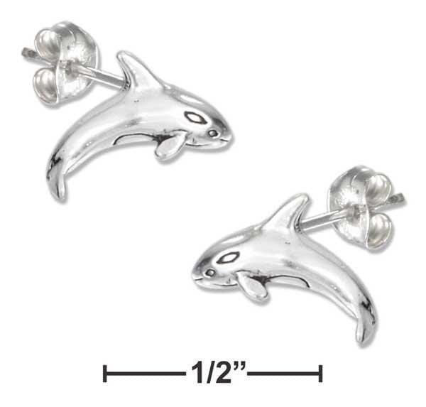 Silver Earrings STERLING SILVER MINI ORCA WHALE EARRINGS ON STAINLESS STEEL POSTS AND NUTS JadeMoghul