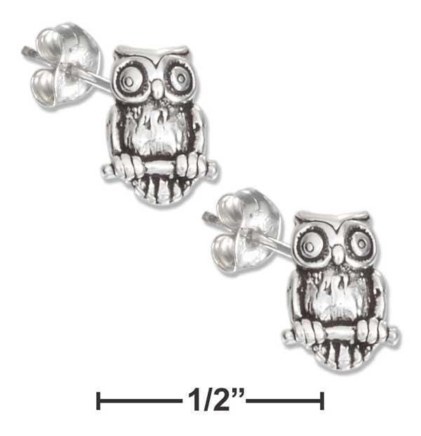 Silver Earrings Sterling Silver Mini Owl Earrings On Stainless Steel Posts And Nuts JadeMoghul Inc.