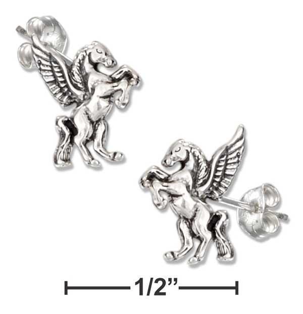 Silver Earrings Sterling Silver Mini Pegasus Earrings On Stainless Steel Posts And Nuts JadeMoghul Inc.