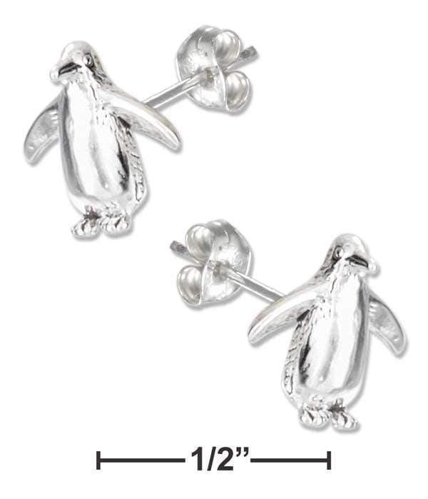 Silver Earrings Sterling Silver Mini Penguin Earrings On Stainless Steel Posts And Nuts JadeMoghul Inc.