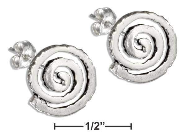 Silver Earrings STERLING SILVER MINI PETROGLYPH SPIRAL EARRINGS ON STAINLESS STEEL POST/NUTS JadeMoghul