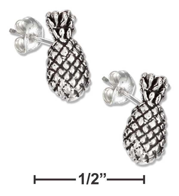 Silver Earrings Sterling Silver Mini Pineapple Earrings On Posts JadeMoghul Inc.