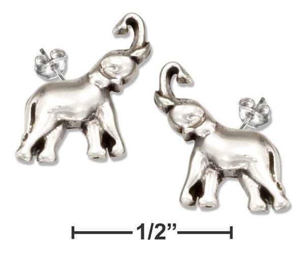 Silver Earrings Sterling Silver Mini Post Elephant Earrings With Trunk Extended JadeMoghul