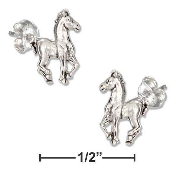 Silver Earrings Sterling Silver Mini Prancing Horse Earrings On Stainless Steel Posts/Nuts JadeMoghul Inc.