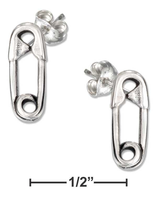 Silver Earrings Sterling Silver Mini Safety Pin Earrings On Posts JadeMoghul Inc.