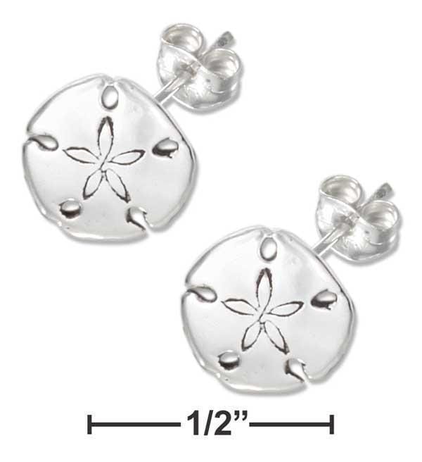 Silver Earrings Sterling Silver Mini Sand Dollar Earrings On Stainless Steel Posts And Nuts JadeMoghul Inc.