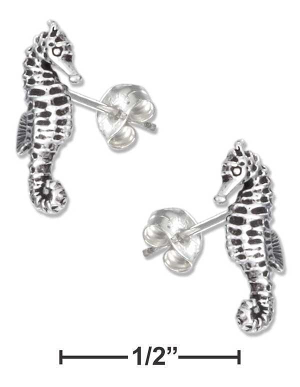 Silver Earrings STERLING SILVER MINI SEAHORSE EARRINGS ON STAINLESS STEEL POSTS AND NUTS JadeMoghul