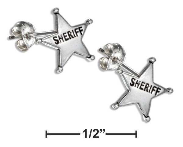 Silver Earrings Sterling Silver Mini "Sheriff" Star Earrings On Stainless Steel Posts/Nuts JadeMoghul Inc.