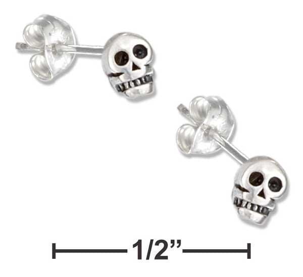 Silver Earrings Sterling Silver Mini Skull Earrings On Posts JadeMoghul Inc.