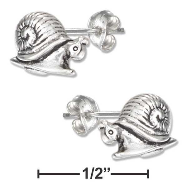 Silver Earrings Sterling Silver Mini Snail Earrings On Stainless Steel Posts And Nuts JadeMoghul Inc.