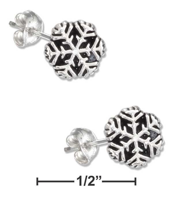 Silver Earrings Sterling Silver Mini Snowflake Earrings On Stainless Steel Posts And Nuts JadeMoghul Inc.