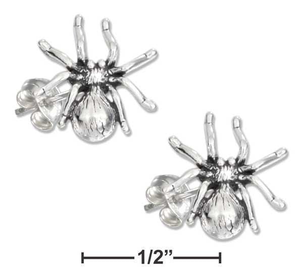 Silver Earrings STERLING SILVER MINI SPIDER EARRINGS ON STAINLESS STEEL POSTS AND NUTS JadeMoghul