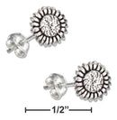 Silver Earrings Sterling Silver Mini Sunflower Earrings On Stainless Steel Posts And Nuts JadeMoghul Inc.