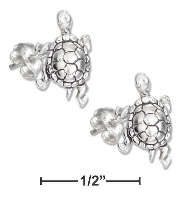 Silver Earrings Sterling Silver Mini Turtle Earrings On Stainless Steel Posts And Nuts JadeMoghul Inc.