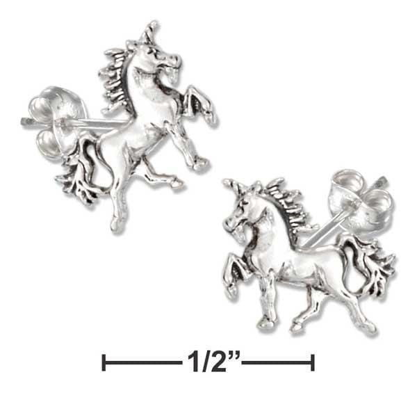 Silver Earrings Sterling Silver Mini Unicorn Earrings On Stainless Steel Posts And Nuts JadeMoghul Inc.