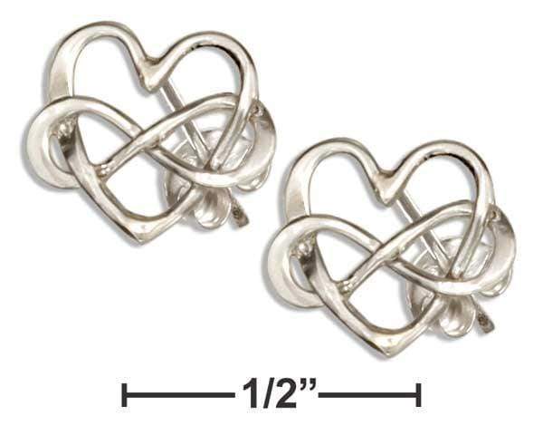 Silver Earrings Sterling Silver Mini Wire Infinity Love Knot Heart Post Earrings JadeMoghul Inc.