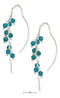 Silver Earrings Sterling Silver Multi-bead Dangling Simulated Turquoise Ear Thread Earrings JadeMoghul
