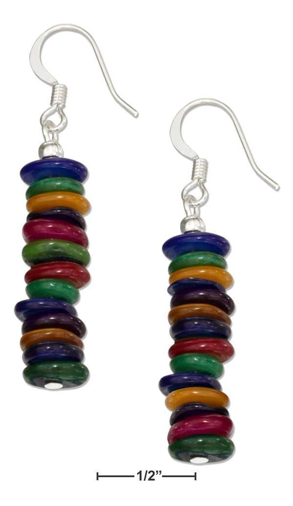 Silver Earrings Sterling Silver Multicolor Mother Of Pearl Stacked Nugget Earrings JadeMoghul Inc.