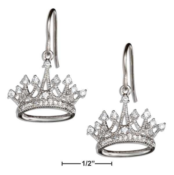 Silver Earrings Sterling Silver Multiple Cubic Zirconia Crown Earrings JadeMoghul Inc.