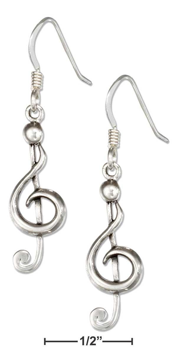 Silver Earrings Sterling Silver Musical G-clef Earrings JadeMoghul