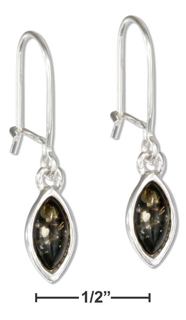 Silver Earrings Sterling Silver Natural Green Amber Marquise Dangle Earrings JadeMoghul Inc.